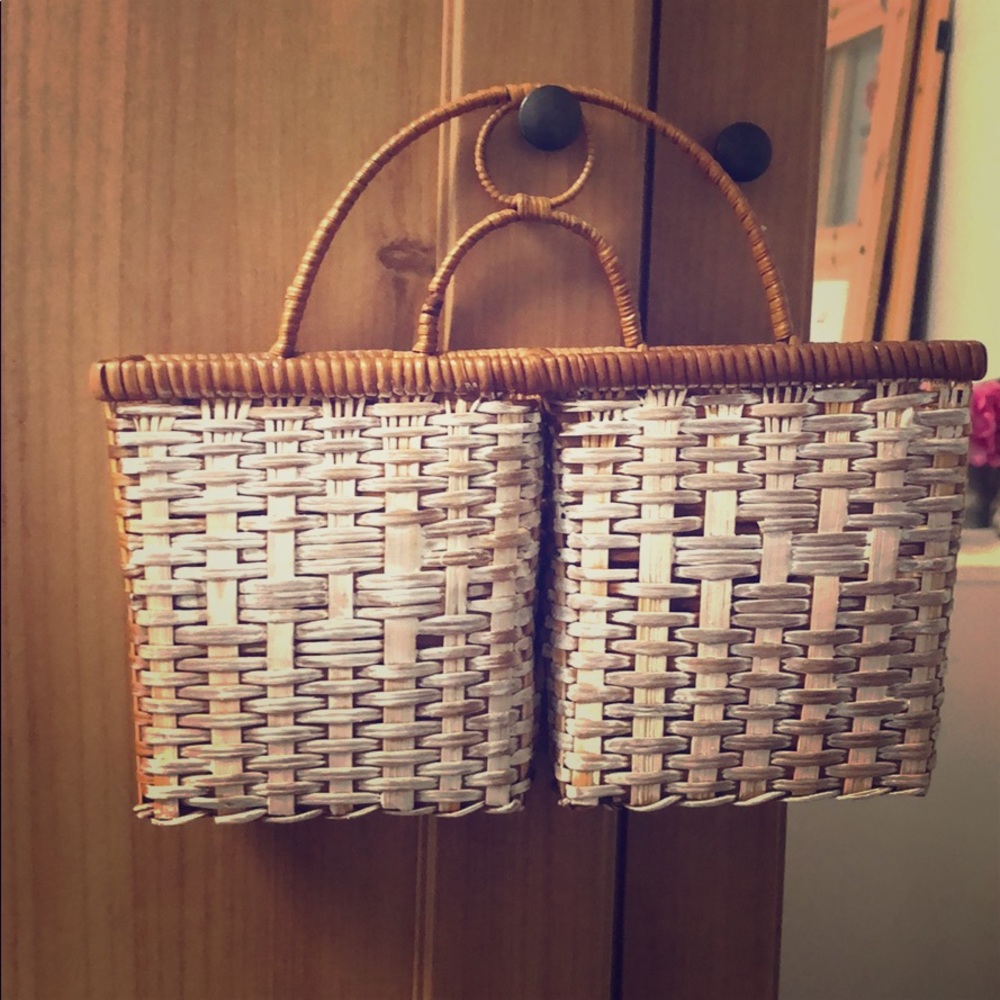 Vintage basket style letter/ mail holder.